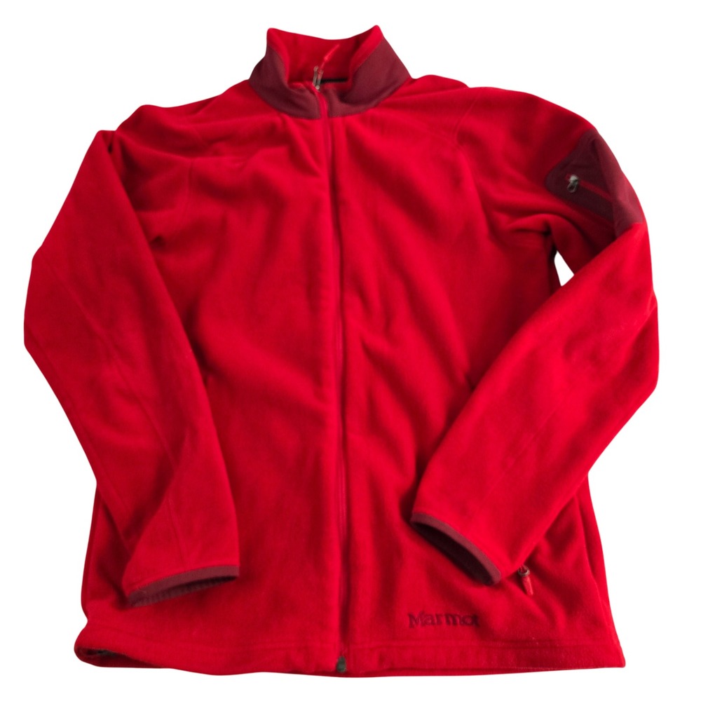 Marmot Polartec Fleece‎ Full Zip Jacket Red Men's S/P Outdoor Adventure